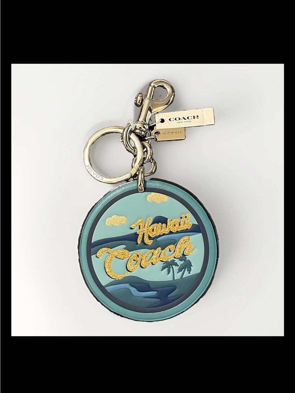 Coach Hawaii Tropical Beach Bag Charm, 2019 Style: #35487 Ocean Blue/Silver, NWT